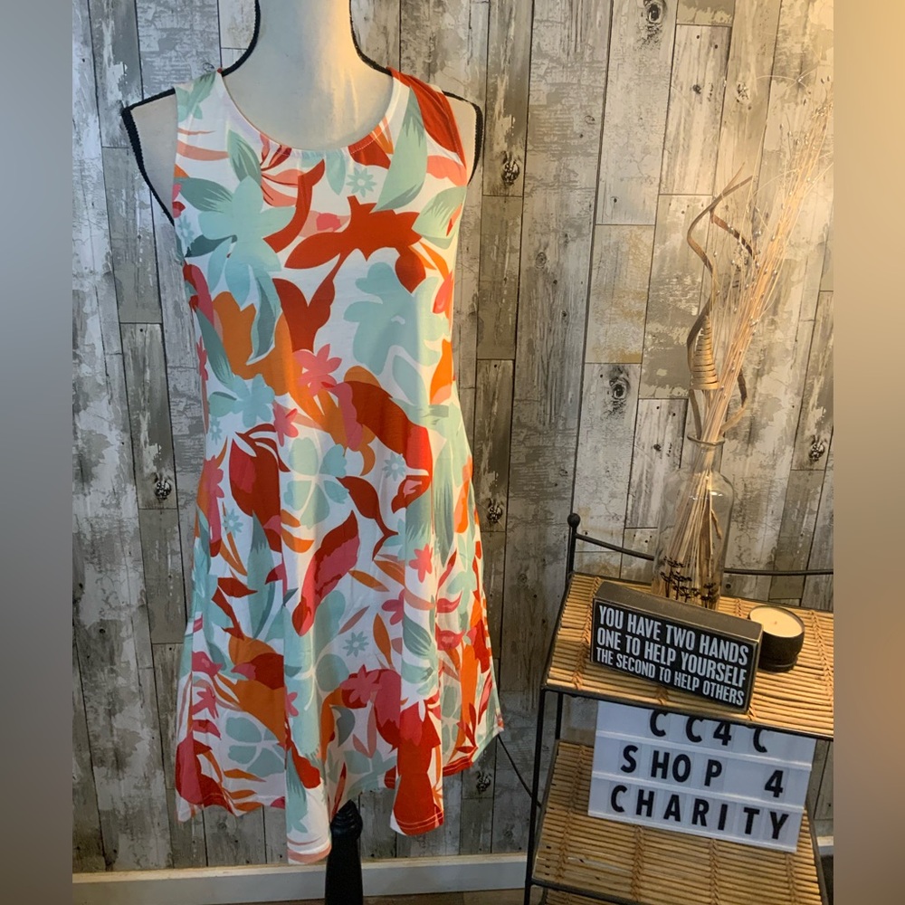 Orange Sleeveless Scoop Neck Sundress